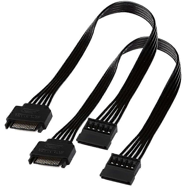 2 stk. Sata Strømforsyningsforlengelseskabel, 15 Pin Sata Hann til Hunn Forlenger Strømkabel Adapter For Harddisk (haoyi