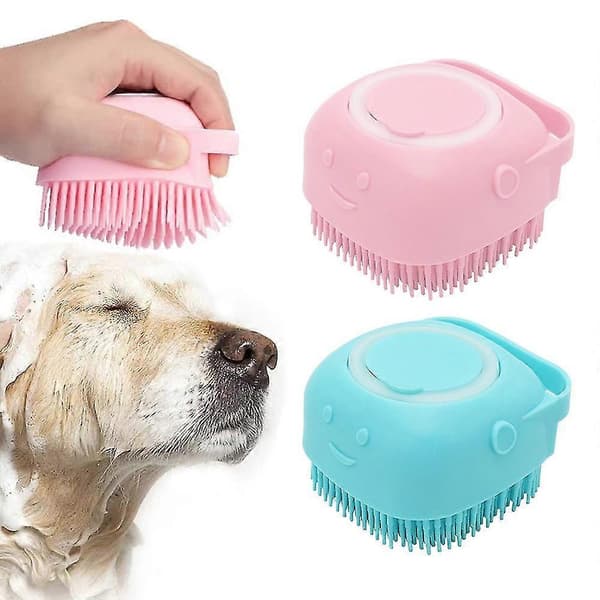 Hundebadebørste - Blød Silikone Kæledyrs Skønhedsbørste Til Shampooing Og Massage Under Bad, sæt 1