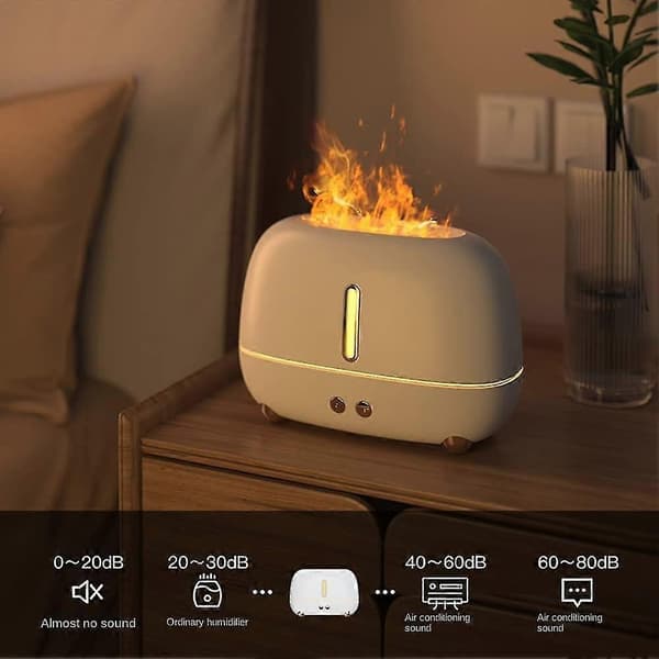 Eterisk Oljediffuser Med Flamlåge Aromdiffusorer Hemmakontor Doft Luftfuktare Lugnande Sömn Atomisera Vit