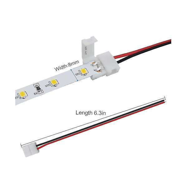50 stk. LED Tape Connector 2-pin Tilbehør Konnektorer 8mm Til 2835 3528 5050 5730 5630 Smd