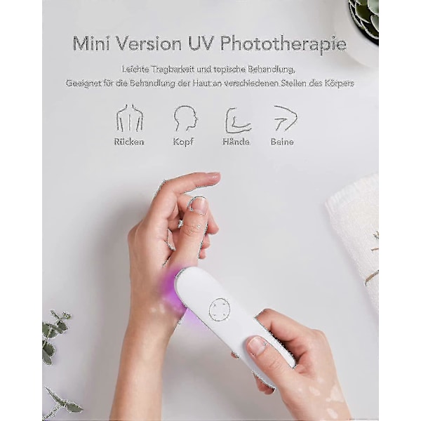 Led Sterilisering Lampa Mini 311nm Handhållen Fototerapi Lampa Bärbar Smal Band Uv Fototerapi Lampa Med Timer  Säkerhetsglasögon