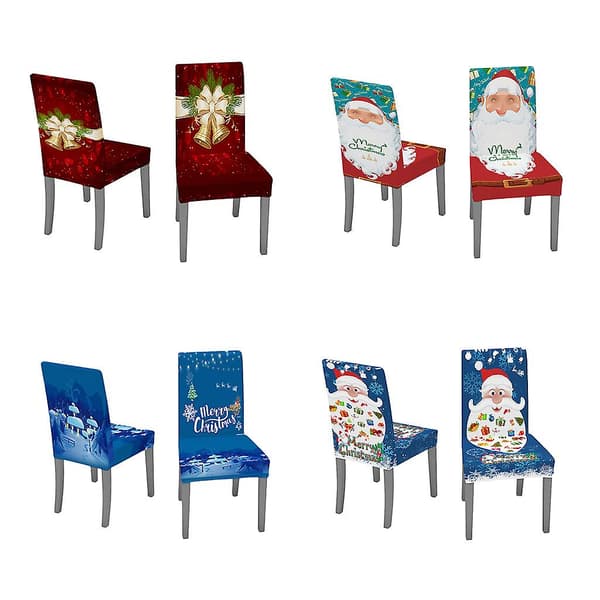 2 st Jul Stolsöverdrag Dekor Jultomte Klockmönster Överdragsskydd
