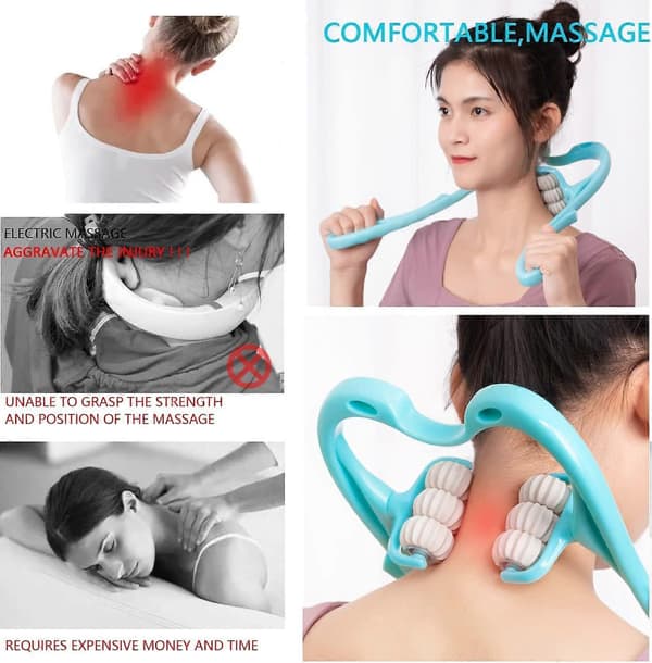 Nackmassage, Nackmassage Roller Färgad Plast Axel Triggerpunkt Terapi Avslappning (Blå)