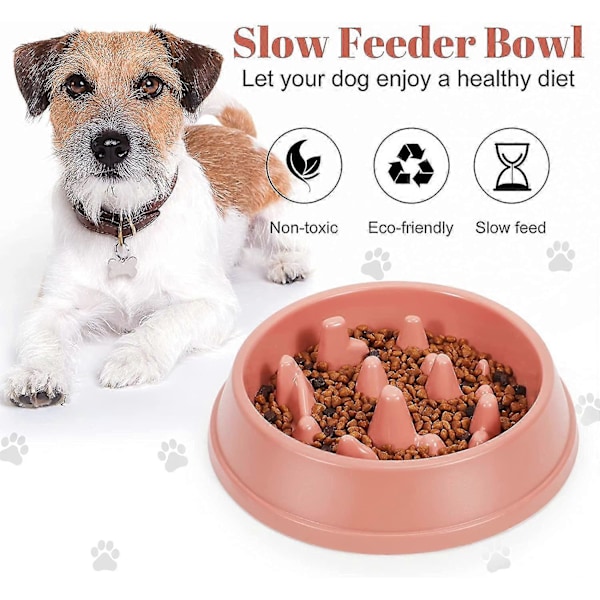 Langsom Foderhundeplade Velegnet Til Små Og Mellemstore Hunde Og Katte Skridsikker Langsom Mad Sund Hvalpe Skål Puslespil Maze-pink