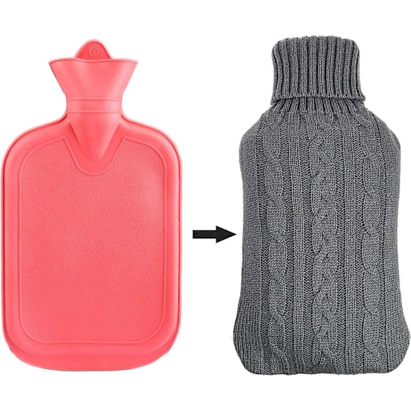 2-pack Stickat Överdrag för 2L Varmvattenflaska, Endast Överdrag