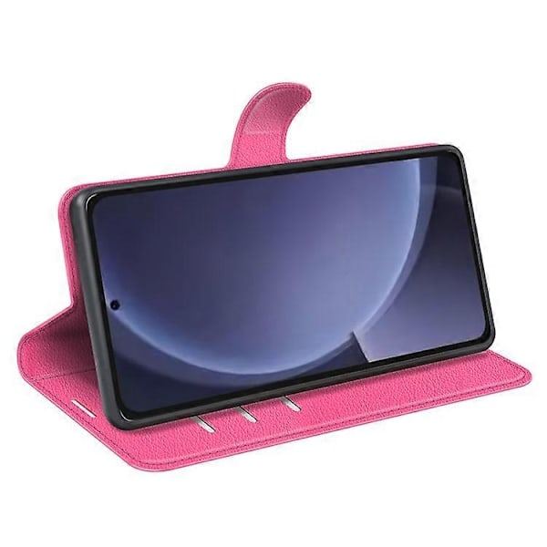 Kompatibelt Skal för Samsung Galaxy S25+ Litchi Textur Stötsäkert Läder Plånboksfodral Pink