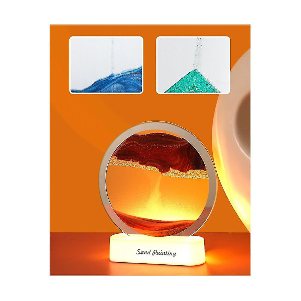 USB LED Nattlampa 3D Naturlandskap Sandflytande Timglasmålning Bordlampa - Grön