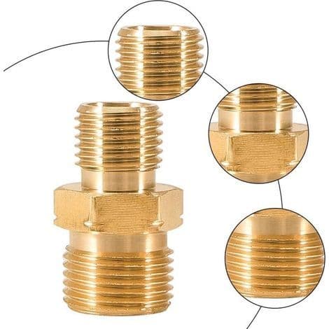 2-pak messing gasrørfittings - Dobbelt nippel - Fitting til propan acetylen gasrør - 1/4\" højre til.