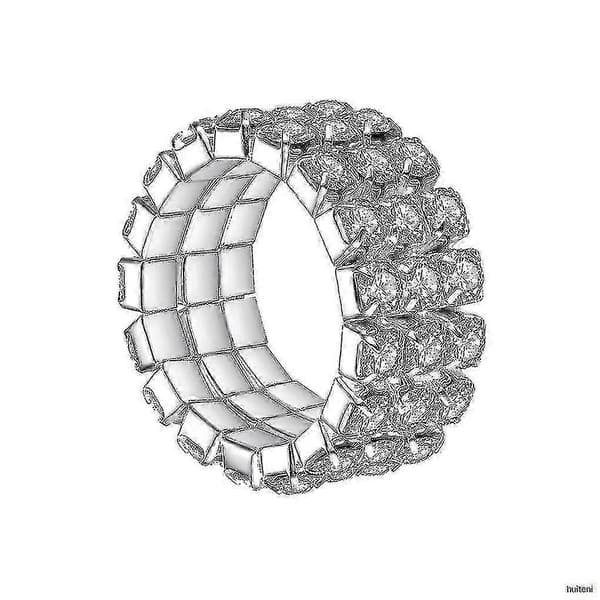 3 Række Elastisk Krystal Ring Stretch Rhinestone Ledring Dame Pige Smykker