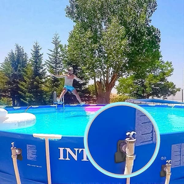 Sæt med 2 Poolslangeholdere, Pooladapter, Grå Pooltilbehør, Til Poolslanger Indenfor 38 mm