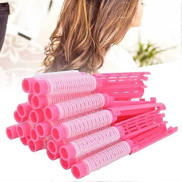 20 stk. Permanentruller, Løse Krøllede Hårstyling Permanentruller, Ingen Indryk Hår Permanentruller til Damer Hårstyling Design (Pink)