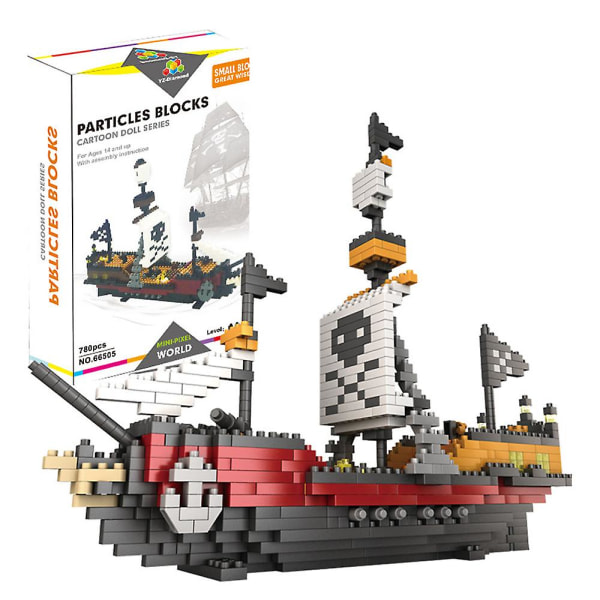 DIY piratskeppsmodell byggkloss set mini byggsten pussel set byggsten leksaker