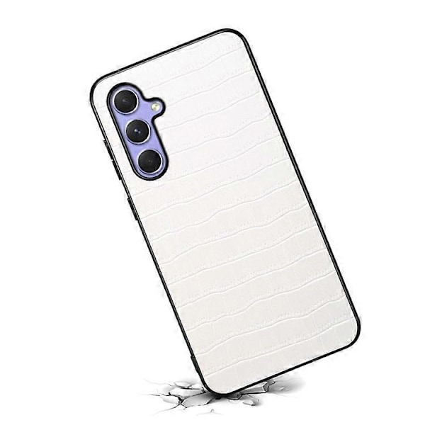 Kompatibel med Samsung Galaxy A55 5G Beskyttelsesetuier Krokodille-tekstureret Hybrid Telefoncover White