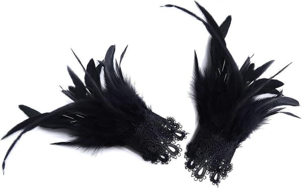 Stilfulde fjerarmbånd til spilfest Halloween, et par (sort), One Size