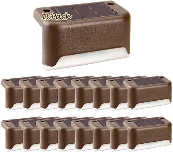Solcelle Dekkslys Utendørs 16 Stykker, Solcelle Trappelys Vanntett Led Solcellelys, Egnet For Utendørs Bruk