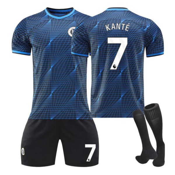 23-24 Chelsea Jersey Away barns studentträningskit NO.7 KANTE 28