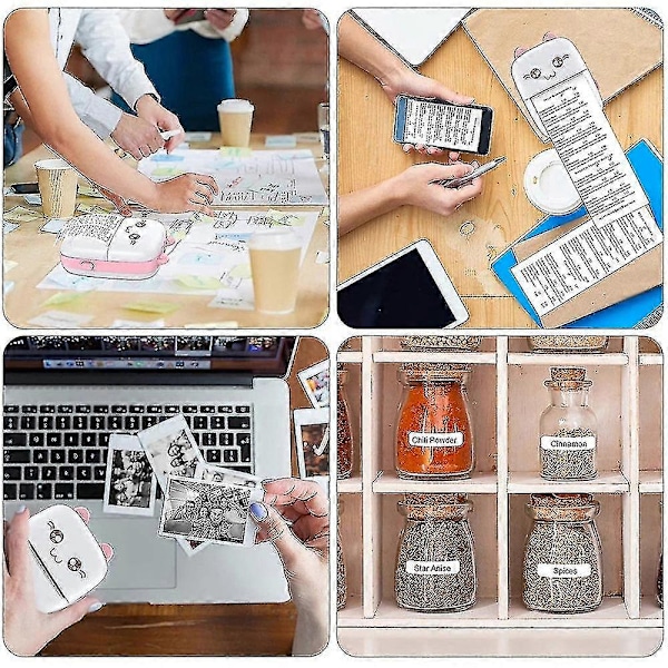 Børnefødselsdagsgave Lomme Mini Printer Bærbar Bluetooth Termisk Printer Med 9 Ruller Printerpapir Trådløs Label-ZZY
