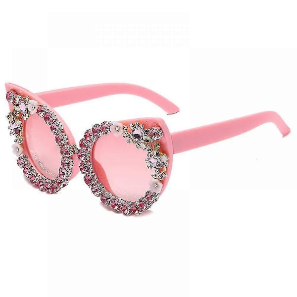 Överdimensionerade Diamant Solglasögon Dam Strass Cat Eye Solglasögon Kvinnliga Glittrande Fest Solglasögon Glasögon (rosa Diamant) yu
