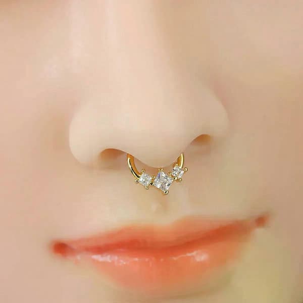 Cubic Zirconia Blomst Hængslet Segment Næsering piercinger Rustfrit Stål Næsebøjle Septum Clicker Øreringe Piercing Smykker