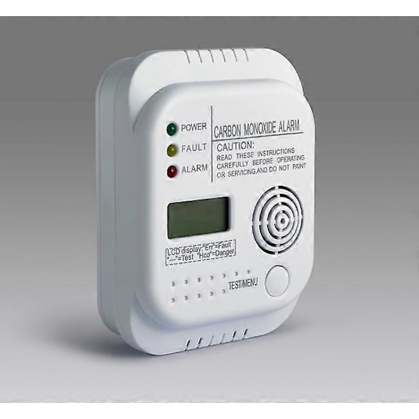 Kolmonoxiddetektor, Batteridriven, Gasdetektor med Display och Temperaturmätare