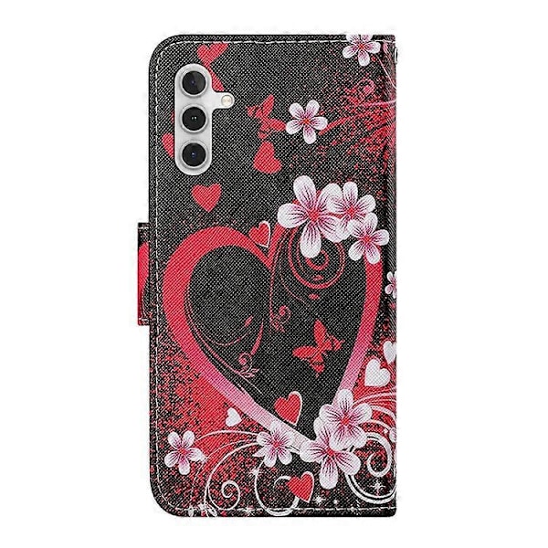 Kompatibelt för Samsung Galaxy A54 5G Korsstruktur PU Läder Plånboksfodral Magnetisk Stängning Mönstertryck Flip Ställ Telefonskal Red