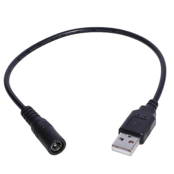 DC Strømforsyning Socket Ladeledning Skjøteadapter Kabel USB til DC5.5x2.1mm