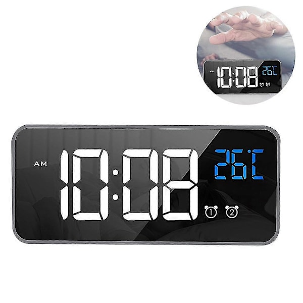 LED Display Digital Vækkeur, USB-ladeport, Lydkontrol, Alarmringetoner, Justerbar Lydstyrke og Lysstyrke, 12/24 H, Snooze Funktion - Sort