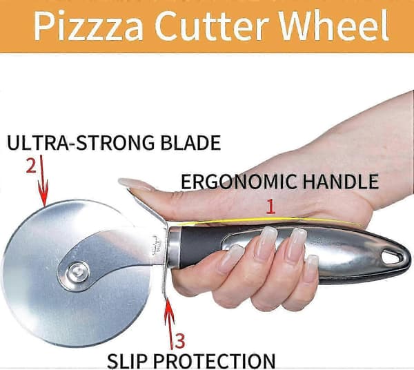 2024 Pizzakutter, høykvalitets pizzakutter i rustfritt stål med sklisikkert ergonomisk håndtak - profesjonell