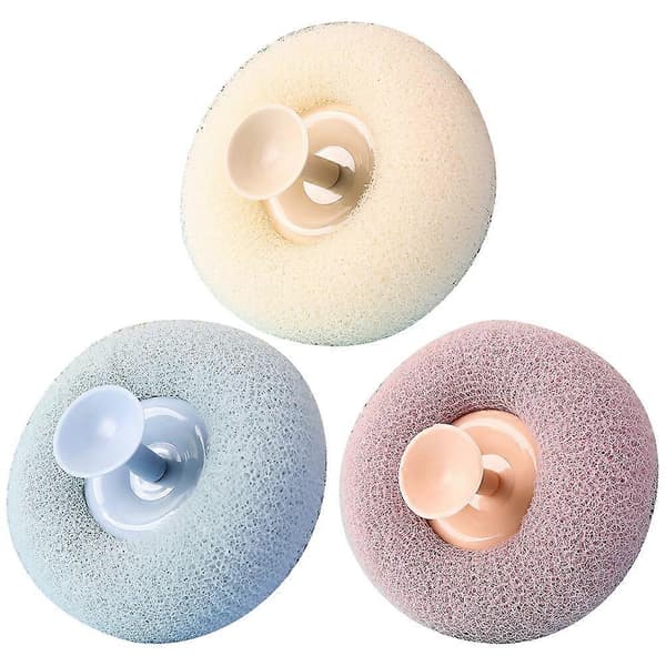 3 st nätpuff duschbollar kroppsskrubber sugkopp exfolierande duschbollar