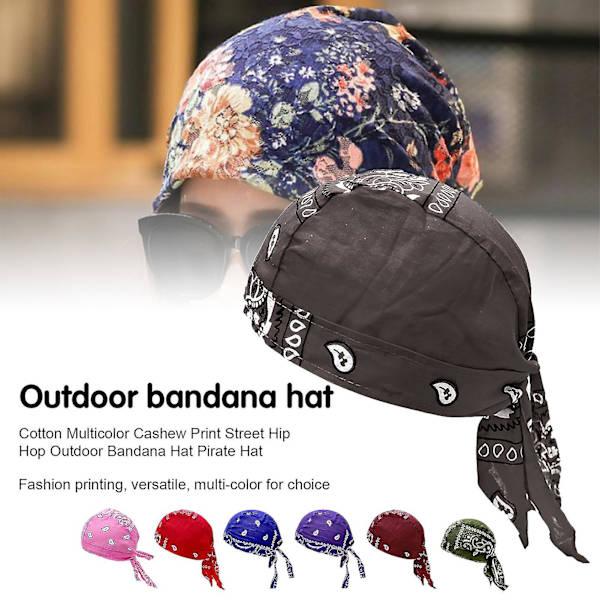 Multi hip hop-puuvillainen print Pirate Bandana Beanie Streetwear Paras joululahja Red