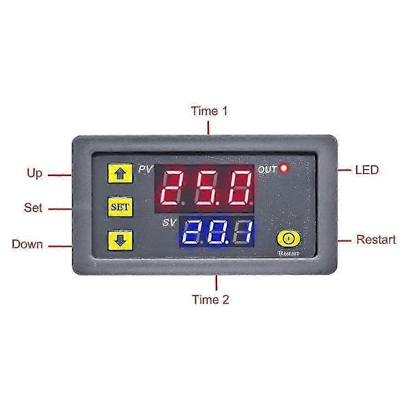 2kpl Ajastusviiverele DC12V 20A 240W Ohjelmoitava Sykliajastinkytkin Päällä/Pois LED Digitaalinäyttö Ti Edition d