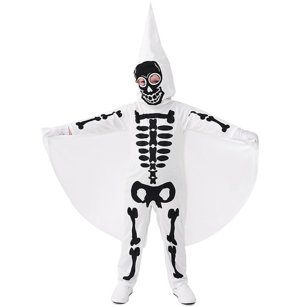 Lasten Halloween Party Skeleton Cosplay -haalari set White 10-12 Years