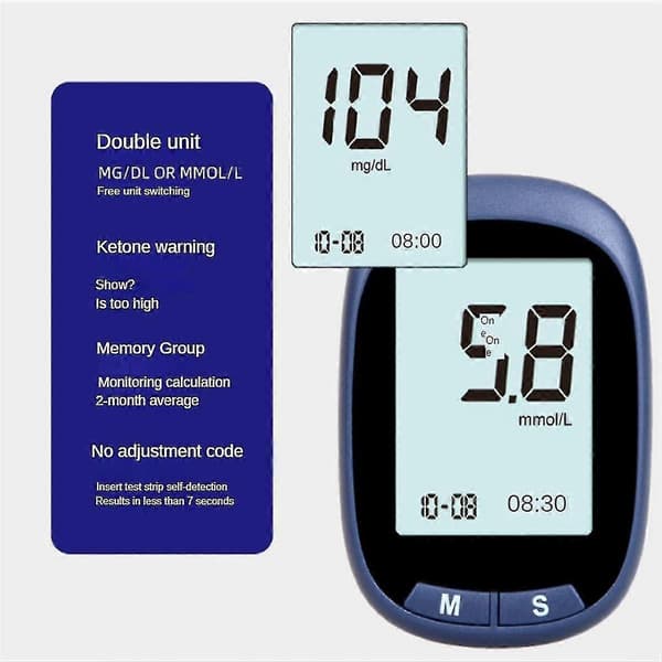 Hemoglobinmåler Hemoglobintester Hemoglobin Test Kit Glukometer Mål Blodsukker, 50 Teststrimler