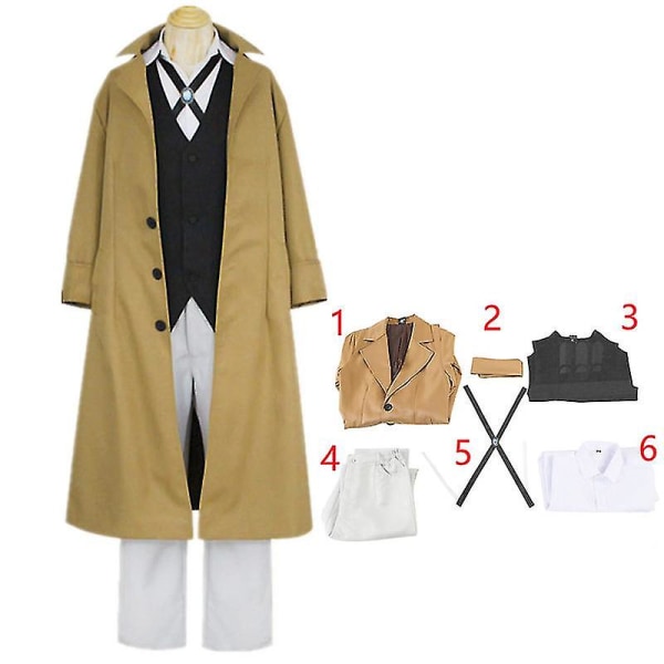 Anime Bungo Stray Dogs Dazai Osamu Cosplay Costume Long Jacket Co