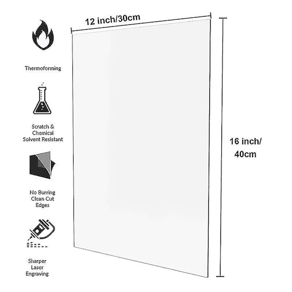 2 Pak Klar Akrylplader 30 x 40 x 0,3 cm (3 mm), Tynd