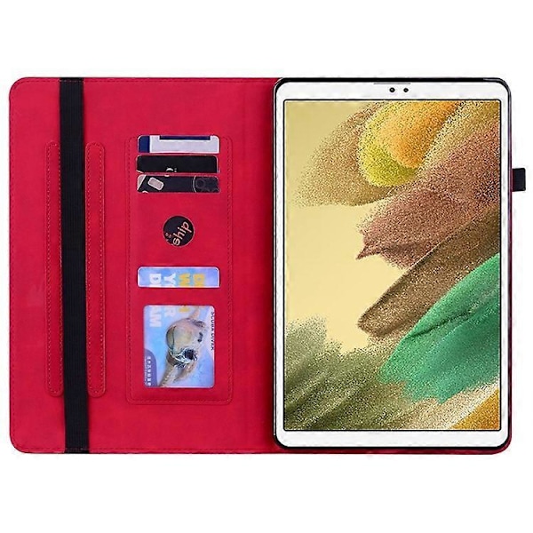 Kompatibel for Samsung Galaxy Tab A7 Lite 8,7-tommers SM-T220/SM-T225 Solid Farge Lærveske Glidelåslomme Nettbrettdeksel med Kortspor Red