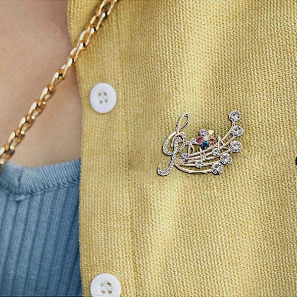 Nyhet Musikbrosch Elegant Stil Med Strass Diskantklav Nål Broscher För Damer-haoyi
