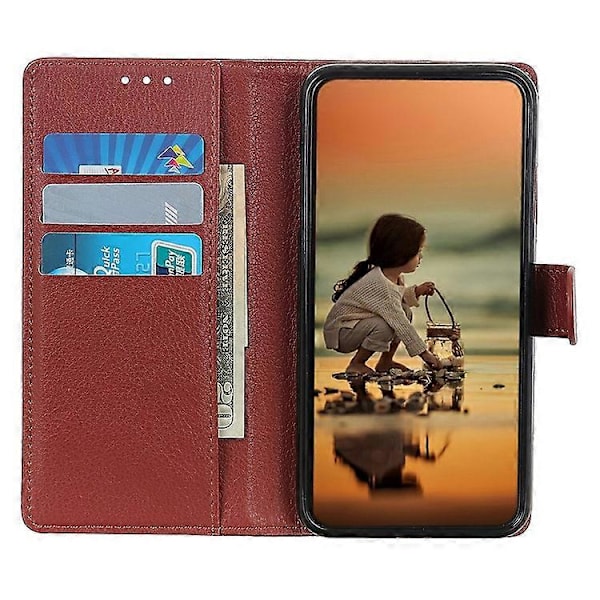 Kompatibelt Plånboksfodral för Samsung Galaxy A26 5G PU Läder Telefonskal Litchi Textur Brown