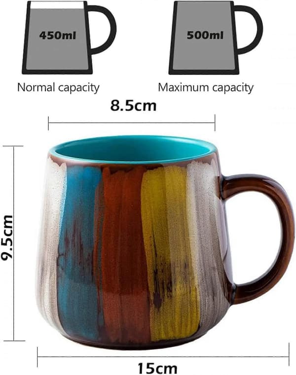 Kaffemugg, 480 ml Keramisk Kaffekopp, Stora Tekoppar Muggar, Porslinskaffemugg, Cappuccinokoppar - Blå Kopp