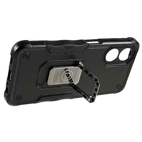 Kompatibelt Skal för Oppo A17 4G Anti-drop, PC + TPU Skyddsskal med Ringstativ Black