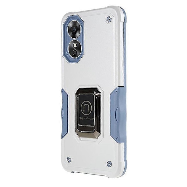 Kompatibelt Skal för Oppo A17 4G Anti-drop, PC + TPU Skyddsskal med Ringstativ White