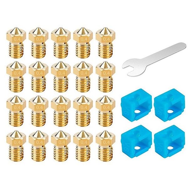 3D Printer Tilbehør DIY Kit Til V6 Messingdyse 0,4mm+Silikone Etui+Skruenøgle Til 1,75mm 3D Printer Dele