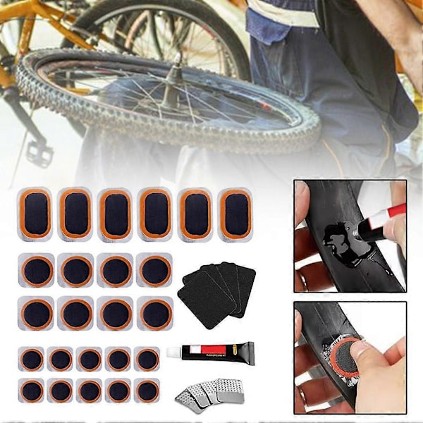 Cykel Slang Punktering Reparationslapp Kit Cykel Innerslang Lappar Lim Verktygsset