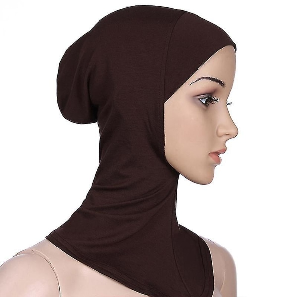 Kvinnor islamisk muslimsk Ninja Head Cover Bonnet Hat Under Scarf Håravfall Hijab Cap Coffee