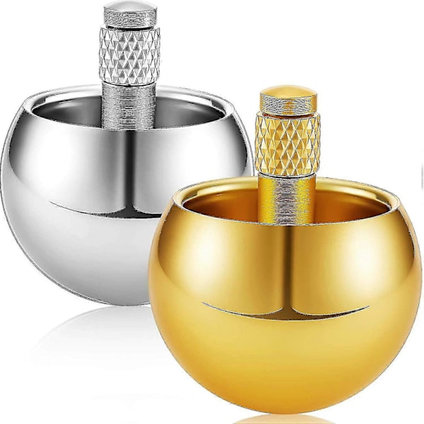 2 Stycken Metall Snurra Metall Vändbar Snurra Leksak för Barn (guld, silver) A