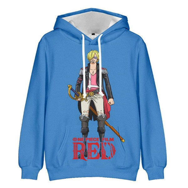 2023 Ny Anime One Piece Casual Huvtröja 3D digitalt tryck blue 3XL