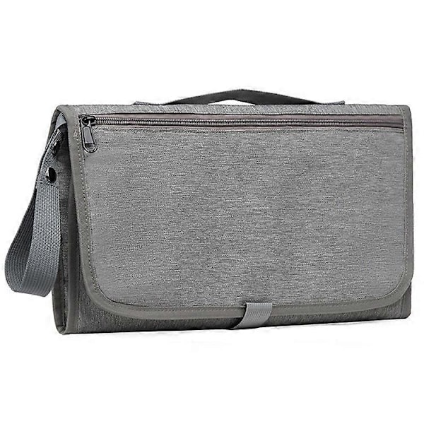 ZS0123 Portabel Vikbar Skötdyna Utomhus Blöjbytesdyna med Förvaringsfickor för Småbarn Spädbarn LightGrey