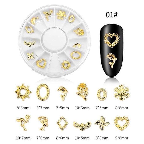 1 Ask Nagelkonst Dekoration Naglar Strass Manikyr DIY Tillbehör Verktyg (01Guld)