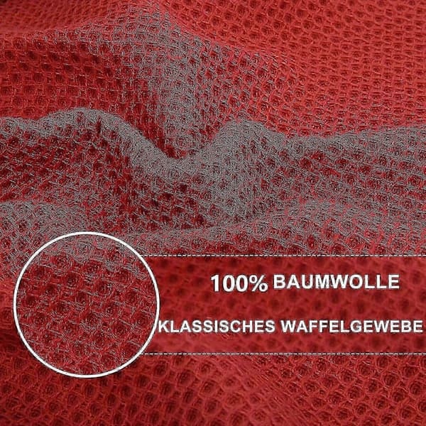 6-pack Premium 100% Bomull Frotté Diskhanddukar, Superabsorberande Disktrasor med Hängögla Red 34*73cm