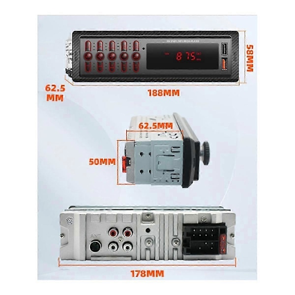 Auton MP3-soitin Handsfree-puhelut Kaksois-USB Langaton Bluetooth AUX-tulo 1099 Autokorttiradion tuki